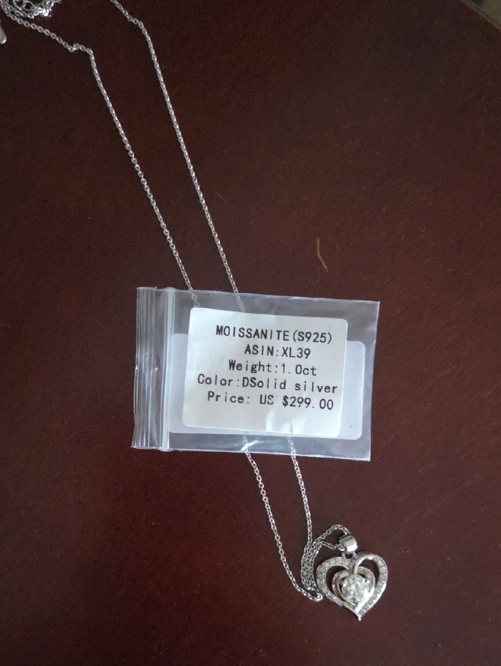Moissanite Heart Pendant Necklace in Solid Silver